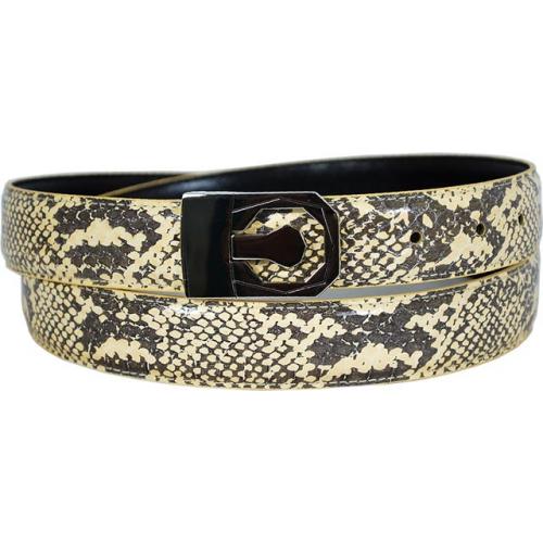 Serpi Natural / Black Genuine Snake Skin Belt S/30